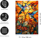 Stained Glass Hummingbird Garden Flag Spring Summer House Flag Fall Floral Decorative Yard Flags for Outside 28x40 Double Sided Large Seasonal Lawn Flags Rustic Outdoor Decor