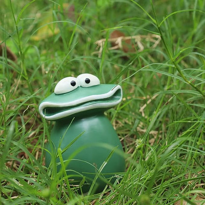 Garden Frog Statue Outdoor Decor – Waterproof Resin Frog Sculpture, Hand-Painted Frog Garden Statue for Patio, Lawn, Yard, Balcony or Porch, Cute Frog Figurine Garden Decor Gift for Garden Lovers