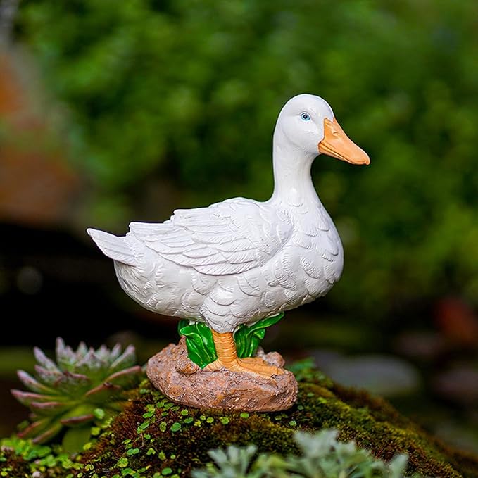 Duck Statue Outdoor Decor for Garden, 5.6" Fairy Yard Figurines Home Sculptures for Lawn Patio Front Porch Backyard