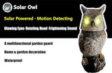 Brown Solar Owl with Motion Detector, Flashing Eyes, Spinning Head, Realistic Hooting and Silent Mode, Garden Owl, Outdoor Statue, Decoration for Home, Garden, Patio and Fence