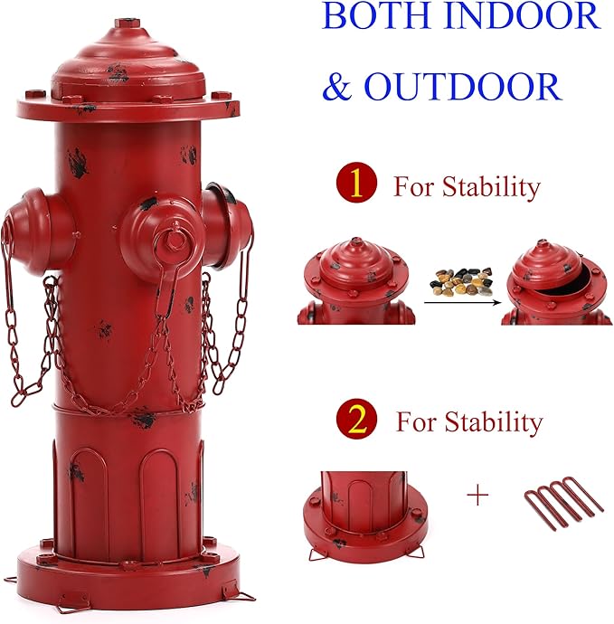 16" H Metal Fire Hydrant for Dogs to Pee On, Vintage Small Dog Fire Hydrant Pee Post for Outdoor Garden Decor