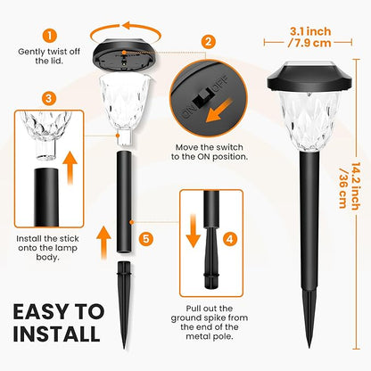 GIGALUMI 10 Pack Solar Lights Outdoor, Solar Pathway Lights with Great Pattern, Waterproof Auto On/Off Solar Powered Light for Outside Yard Garden Walkway Driveway Lawn Pathway