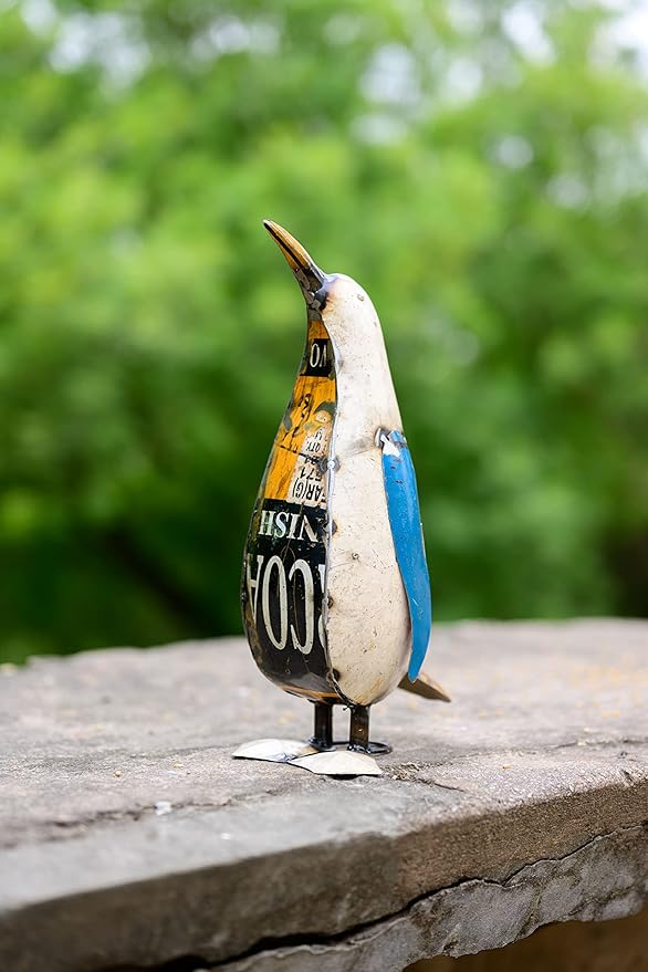 De Kulture Handcrafted Recycled Iron Penguin Decorative Collectible Figurine showpiece Beautify Home Office Holiday décor| Ideal for Garden Balcony Terrace Decoration, 4.5x7x13 (LWH) inches