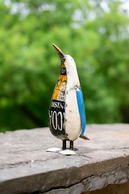 De Kulture Handcrafted Recycled Iron Penguin Decorative Collectible Figurine showpiece Beautify Home Office Holiday décor| Ideal for Garden Balcony Terrace Decoration, 4.5x7x13 (LWH) inches