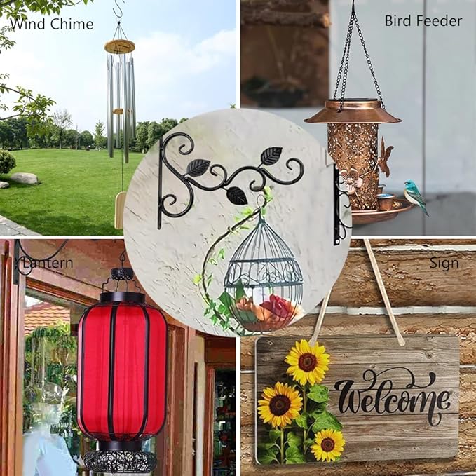 Kaxich 2 Pack Hanging Plant Hook, Metal Plant Bracket Wall Hooks Wall Mount Plant Hangers Indoor for Plants, Lanterns, Pot, Wind Chimes, Planter and Hanging Baskets