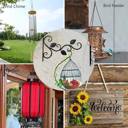 Kaxich 2 Pack Hanging Plant Hook, Metal Plant Bracket Wall Hooks Wall Mount Plant Hangers Indoor for Plants, Lanterns, Pot, Wind Chimes, Planter and Hanging Baskets