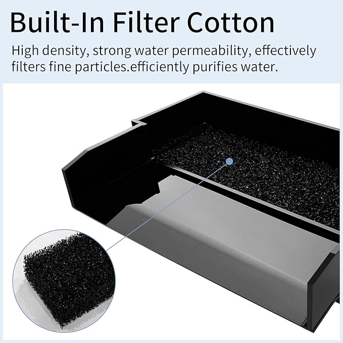 Pool Fountain,Acrylic Waterfall Spillway Pond Fountain,Includes Waterfall Box,Filter Media,Pipe Connector,12 Inches Black Pool Water Feature for Garden Patio,Backyard Koi Pond Decor
