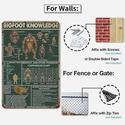 Sasquatch Bigfoot Gifts for Men Bigfoot Knowledge Bigfoot Vintage Tin Sign, Bigfoot Yard Decor 8x12 Inches Bigfoot gifts for Men