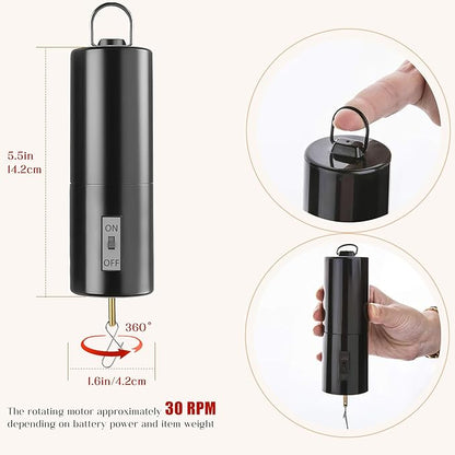 H&D HYALINE & DORA Hanging Black Rotating Motor Wind Spinner Motor Mobile Battery Operated Motor Multi-Purposes Rotatable Hook for Garden Decoration Accessory Supplies(Not Included Battery)