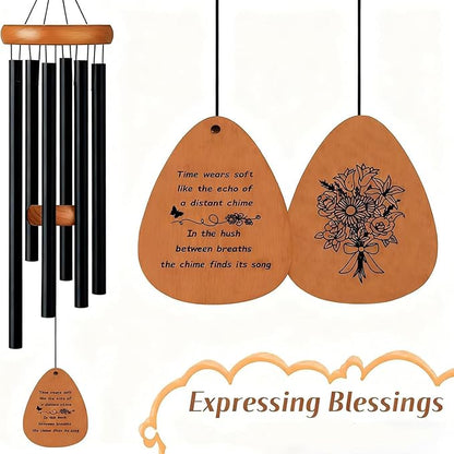 26” Aluminum Memorial Wind Chime for Outside, Sympathy Gift for Loss of Loved One, Outdoor Garden Patio Decoration, Remembrance Wind Chimes Home Decor for Mom Neighbor Funeral Bereavement Gift(Black)