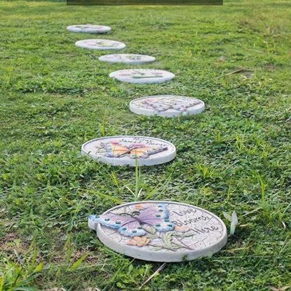 Etlegor Garden Décor Stepping Stones, Fun Animal Print Outdoor Pathway Décor Step Stones, All-Weather Lawn Pathway/Flower Beds/Courtyard Pavers(Butterfly-B)