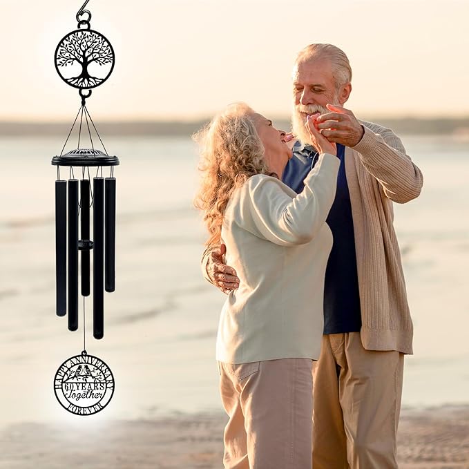 Custom Wedding Anniversary Wind Chime Personalized Gifts for 10th, 25th, 40th, 50th, 60th, 70th or Any Year Anniversary Keepsake Decoration for Parents & Couples