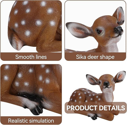 Resin Sika Deer Statue, 9.8in Lifelike Lying Deer Figurine, Weather-Resistant Garden Sculpture for Outdoor Yard Decor, Patio Lawn Ornament, Home Accents, Housewarming Gift
