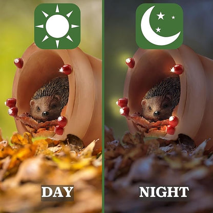 Muldale Hedgehog Garden Statue Solar Light - Hedgehog Ornament Outdoor - Solar Powered Yard Decor for Outside - Hand Painted Floral Light Up Ornament 5.75"
