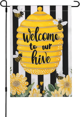 Bee Garden Flag Seasonal Double Sided 12 x 18 Inch Small Yard Flag for Indoor Outdoor Decor Holiday All Seasons