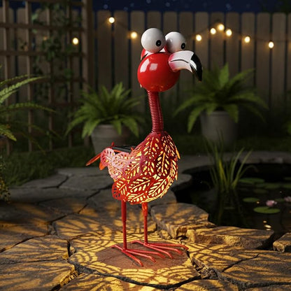 Pink Flamingo Garden Statue, Solar Flamingo Outdoor Decor,17 Inches Yard Flamingos for Outside, Pink Flamingos Statue for Garden, Yard, Patio, Lawn, Porch, Garden Flamingo Gift