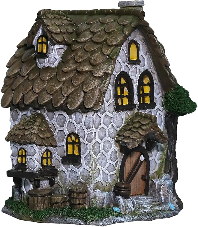 Zayton Garden House Statues Outdoor Yard Resin Decoration Gift Handmade Housewarming Gift for Patio Yard Lawn Waterproof Cracking
