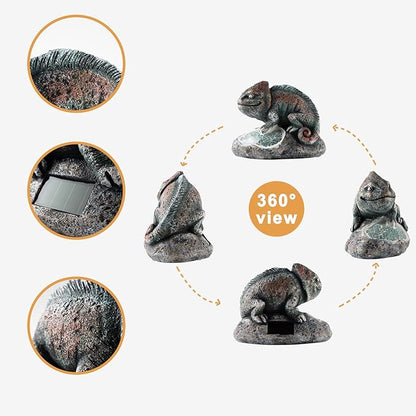 Rezpuao Solar Chameleon Garden Statues Outdoor Decor Resin Chameleon Figurine with Solar Light for Patio,Balcony,Yard,Lawn Ornament,Perfect Garden Gift