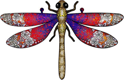 3pcs Metal Dragonfly Garden Art Decorations, Outdoor Hanging Wall Decor Sculptures for Home Garden Yard Patio Window