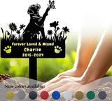 Custom Boxer Dog Memorial Grave Marker,Personalized Metal Flora Dog Memorial Stake,Dog Memorial Plaque Burial Stake Engraved Sign,Sympathy Grave Stake for Lost Dog,Dog Headstone