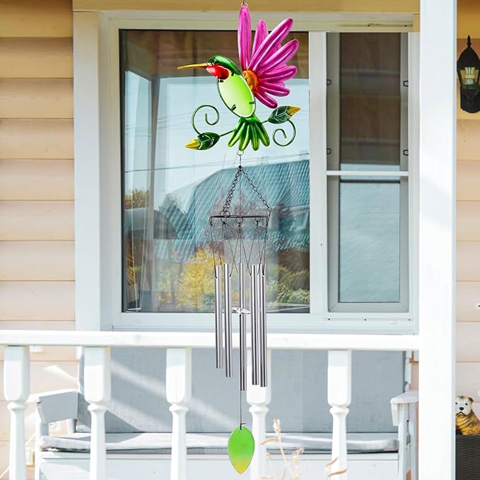 Taman Wind Chime for Outside - Hummingbird Wind Chimes for Outside Aluminum Tubes Decorative Memorial Gift, for Home, Outdoor, Yard, Patio,Garden Decor