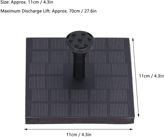 Solar Water Fountain for Bird Bath,Solar Bird Bath Fountains Pump with 6 Nozzles Monocrystalline Silicon Square Floating Outdoor Solar Water Pump for Garden, Pond, Pool