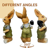 Laborer Garden Bunny Statue, Resin Rabbit Figurine with Shovel,Patriotic Yard Decor for Labor Day, 7 x 7 x 15 Inch, Multicolor, Resin (B)