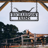 Personalized Metal Farm Sign, Customized Family Name Ranch Sign, Large Last Name Sign for Farmhouse Decoration, Outdoor Farm Wall Art, Welcome Sign, Entrance Gate Sign, Farm Lovers Gift, Garden Decor