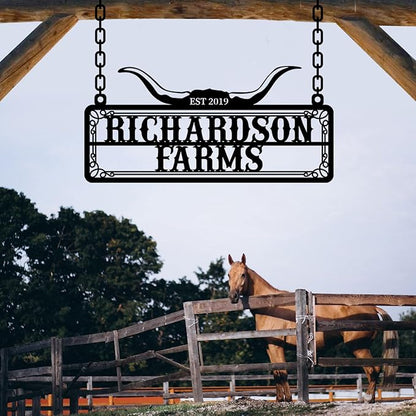 Personalized Metal Farm Sign, Customized Family Name Ranch Sign, Large Last Name Sign for Farmhouse Decoration, Outdoor Farm Wall Art, Welcome Sign, Entrance Gate Sign, Farm Lovers Gift, Garden Decor