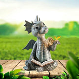 YWHWXB Garden Dragon Resin Sculpture,Lovely Outdoor Sculpture Ornaments,Garden Dragon Decor Statue for Home Patio Courtyard Lawn Decoration