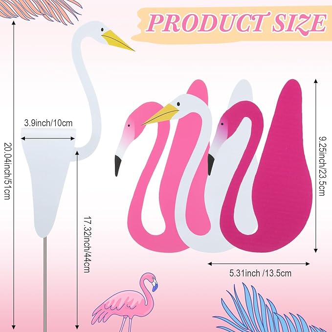 Sliner 3 Pcs Flamingo Shaking Head Dancing Yard Decorations Vibrant Pink Rose Red White Bobbing Flamingos with Replaceable Adhesive Dots for Garden Porch Patio Lawn Ornaments Outdoor Decor