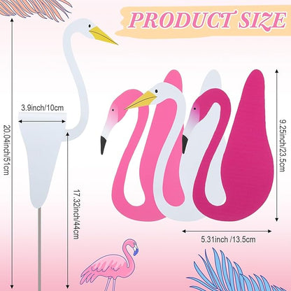 Sliner 3 Pcs Flamingo Shaking Head Dancing Yard Decorations Vibrant Pink Rose Red White Bobbing Flamingos with Replaceable Adhesive Dots for Garden Porch Patio Lawn Ornaments Outdoor Decor