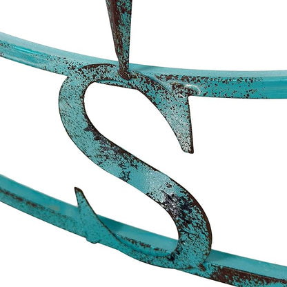 Zeckos 39 Inch Aqua Metal Compass Rose Wall Decor, Large Distressed Nautical Wind Rose Wall Sculpture with Keyhole Hanger for Coastal Entryway, Living Room, Bedroom or Covered Patio