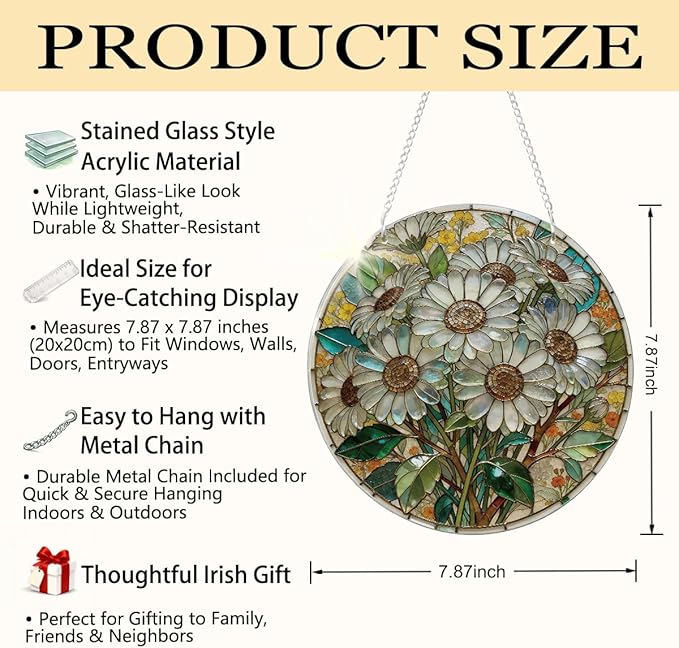 Window Hanging Flower Suncatcher Ornament, Home Garden Decor, Indoor Window Wall Art, Flower Decor Gifts for Women Mom Teacher, Wedding Birthday Christmas Celebration Gifts