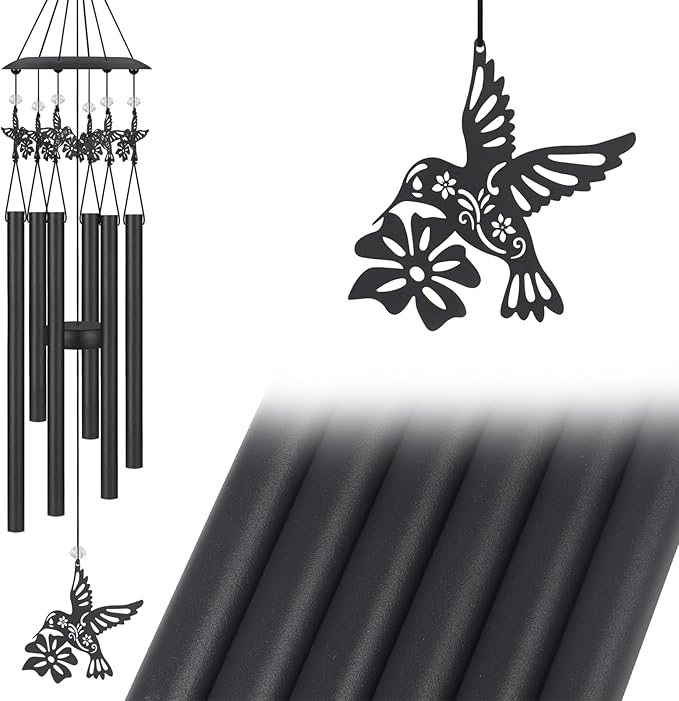 Hummingbird Wind Chimes for Outside,Sympathy Garden Decor Gifts for Women Mom and Grandma,Christmas Windchime in Loving Memory Outdoor Decoration for Yard, Patio, Porch, Lawn, Landscape，Halloween