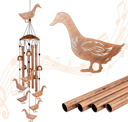 GDNSFIT Duck Wind Chimes for Outside, Metal Windchimes Outdoors, Duck Gifts for Women/Men, Memorial/Birthday Gifts, Garden Decor for Outside, Patio or Yard, Durable Chimes for Outdoors