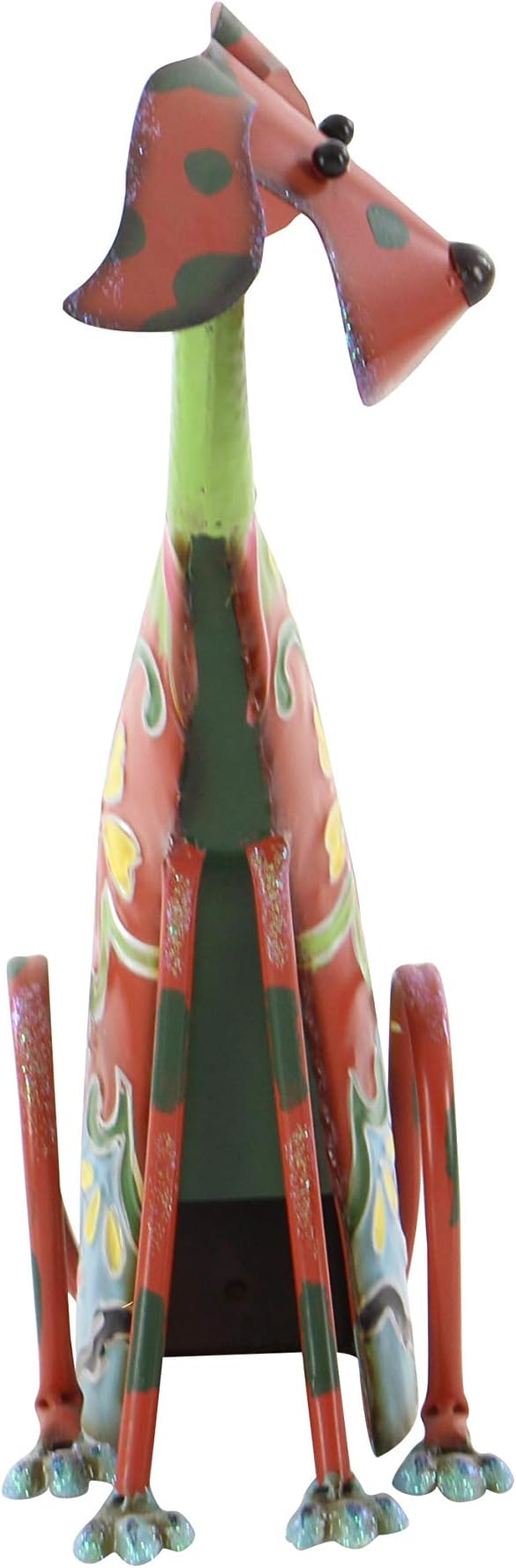 Deco 79 Metal Dog Decorative Garden Sculpture Indoor Outdoor Garden Statue with Floral Pattern, Outdoor Sculpture 12" x 6" x 17", Multi Colored