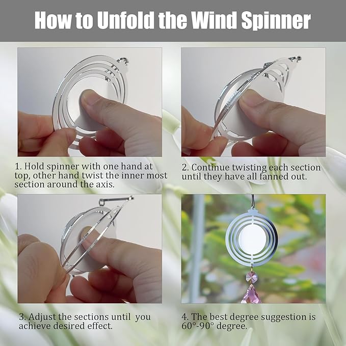 16 Pack 3inch 4inch Sublimation Wind Spinner Blanks 3D Aluminum Metal Wind Sculpture Kinetic Spinners for Yard and Garden Indoor Art Sublimation Christmas Ornament Hanging Decoration