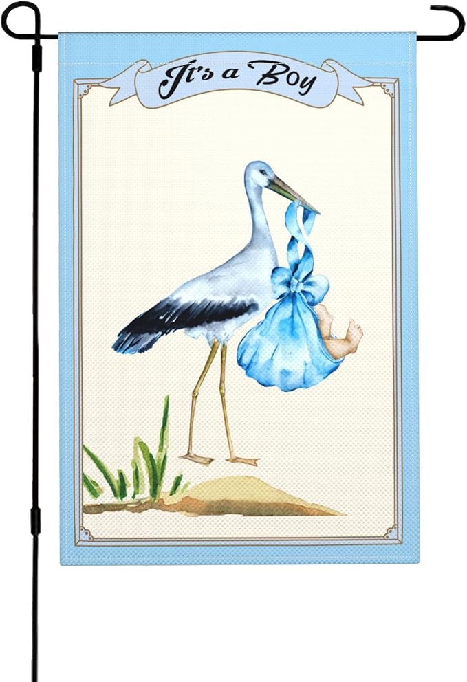 It's a Boy Flamingo Garden Flag Seasonal Double Sided 12 x 18 Inch Small Yard Flag for Indoor Outdoor Decor Holiday All Seasons