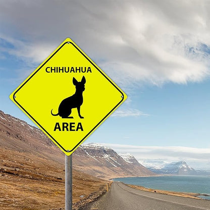 Chihuahua Crossing Sign Caution ChihuahuaDog Xing Sign Street Sign Wildlife Novelty Road Fence Wall Decor Warning Metal Tin Sign For Indoor Outdoor 10x10in