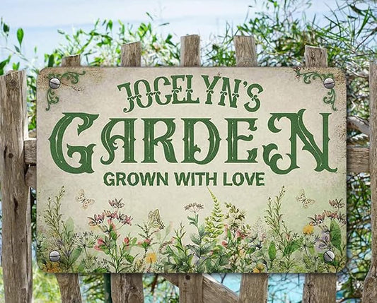 Personalized Metal Signs with Name Made in USA Custom Vintage Garden Sign Waterproof Vintage Decorative Metal Print for Wall Decor Customized Home Garden Ideas Gifts Artwork Prints for Yard Ourdoor