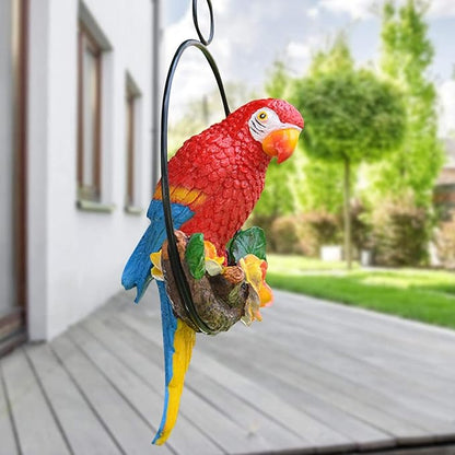 Parrot Decoration | Garden Sculpture Wall Decorations | Innovative Iron Ring Hanging Bird Statue-D