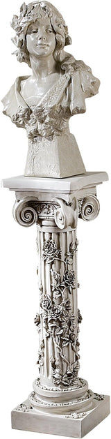 Design Toscano EU2866 Rose Garland Indoor/Outdoor Pedestal Plant Stand, 11 Inches Wide, 34 Inches Tall, Handcast Polyresin, Antique Stone Finish