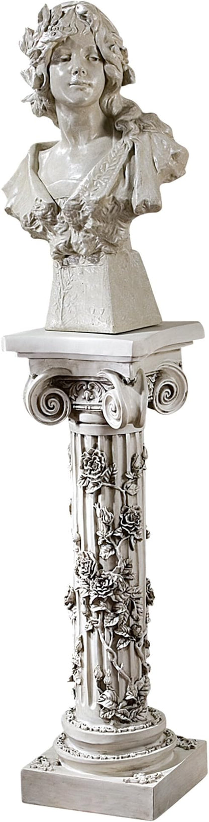 Design Toscano EU2866 Rose Garland Indoor/Outdoor Pedestal Plant Stand, 11 Inches Wide, 34 Inches Tall, Handcast Polyresin, Antique Stone Finish