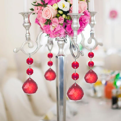 Pack of 10 Red Crystal Ball Prism 30mm Suncatcher Chandelier Prisms Part Decor Rainbow Maker