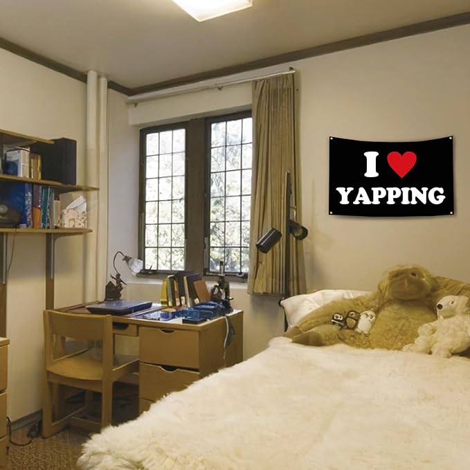 I Love Yapping Flag Funny Flags for Room 3x5 Feet College Dorm Room Decor Man Cave Frat Wall Flag Living Room Bedrrom Decoer