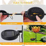 Outdoor Solar Tulip Light, Crackle Globe Glass Metal Flower Decorations Lights for Lawn Ornaments, LED Lotus Hollow Petal Stake Light for Patio Yard Lawn Walkway Ground (Tulip - 2pcs)