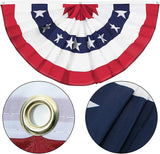 American Flag Bunting Patriotic Pleated Fan Flag USA Flags with Brass Grommets and Zip Ties for 4th of July Memorial Day Decoration Outdoor (6, 1.5x3 Feet)