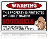 Squirrel Funny Metal Tin Signs for Yard Garden Decor - Warning Property Is Protected Signs Squirrel Gifts Decorations 8x12 Inch