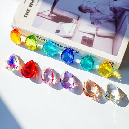 H&D HYALINE & DORA 38mm Crystal Suncatcher Prisms Multicolor Bauhinia Chandelier Crystals Replacement Chandeliers Glass Beads for Window Hanging Decor(12 Pack)